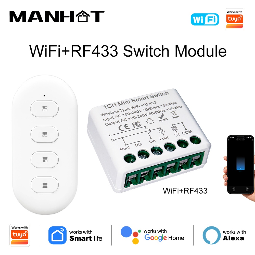 Smart Home Automation Diy - Für Tuya WIFI 10A Smart-Lichtschalter RF433