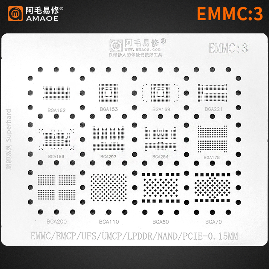Tasmota Flash Tool - AMAOE EMMC3 BGA Reballing Schablone für