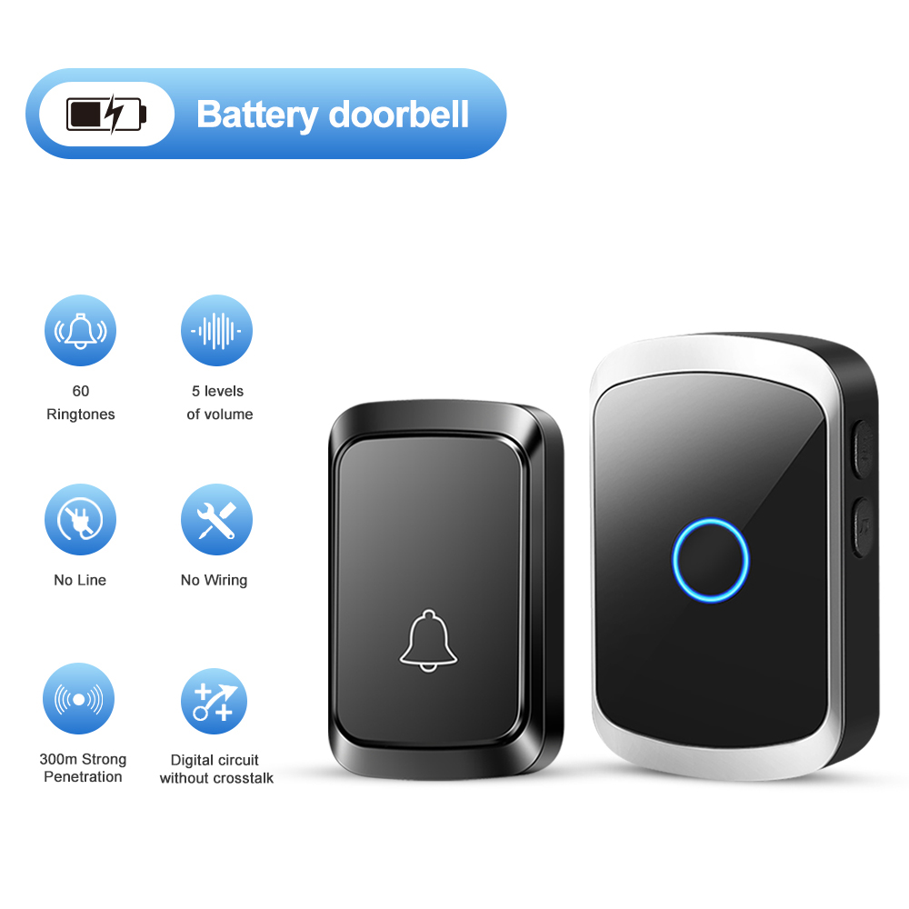 Smart Home Automation Diy - Intelligentes kabelloses Türklingel-Türklingel-Set, keine Steckdose erforderlich,