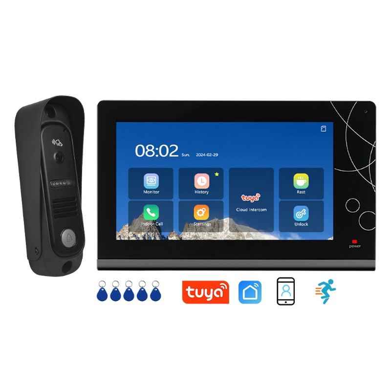 Smart Doorbell Wired - Smart Home 7 Zoll WLAN-Video-Türklingel Vierdraht-Intercom